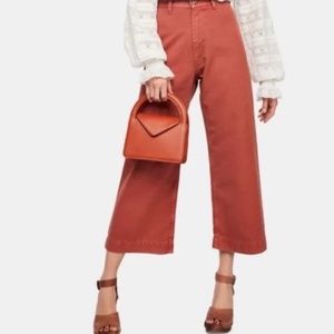 Free People We the free rust colored cropped wide leg pants SIZE 30